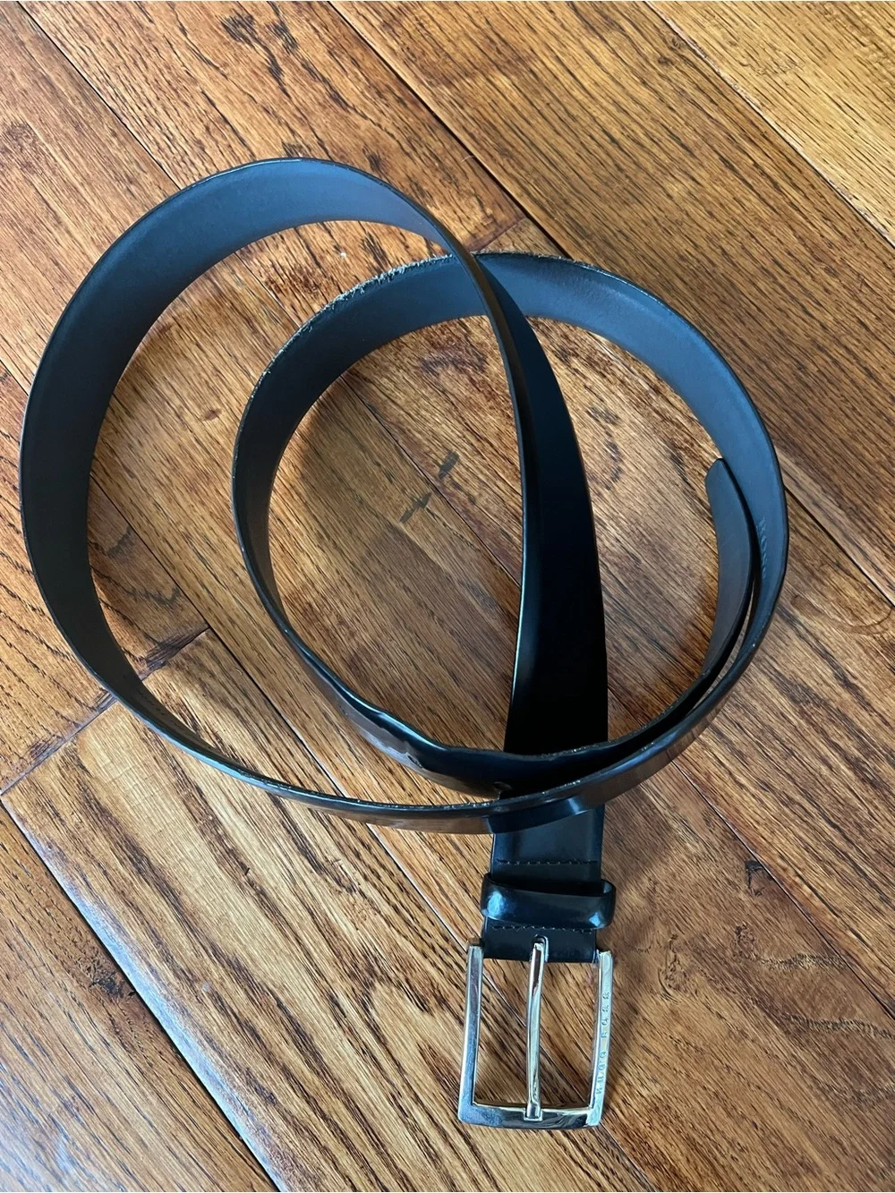 Hugo Boss Belt Men’s 100% Leather with Silver-Tone Buckle Black Size 44/115